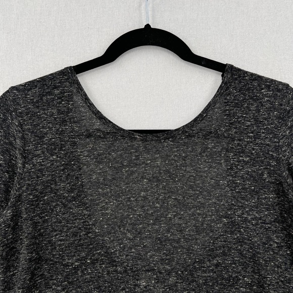 LNA Shirt Womens XS Gray Marl Black Scoop Back Sheer Panel Long Sleeve Top Tee - Picture 3 of 13